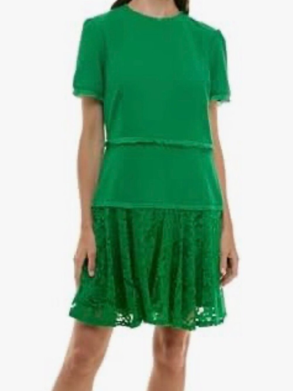 NWT Maison Tara Jade Loop and Lace Mini Dress in Jade. Size 4